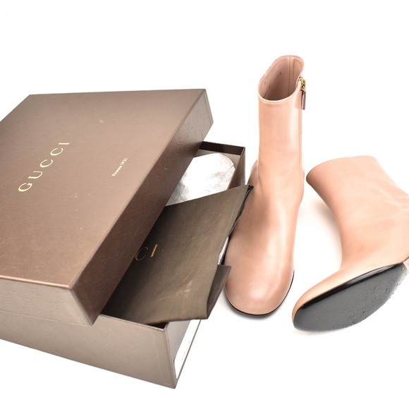 GUCCI Betis Glamour Pink Mauve Leather Boots - Picture 2 of 8